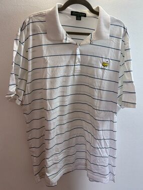 Amen Corner Masters White With Blue Stripe Golf Polo Shirt XXL
